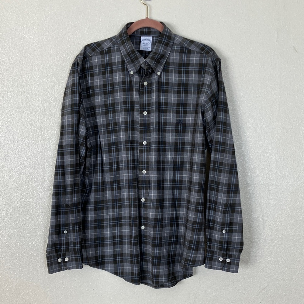 Brooks Brothers Regent Fit Plaid Button Down Shirt, L